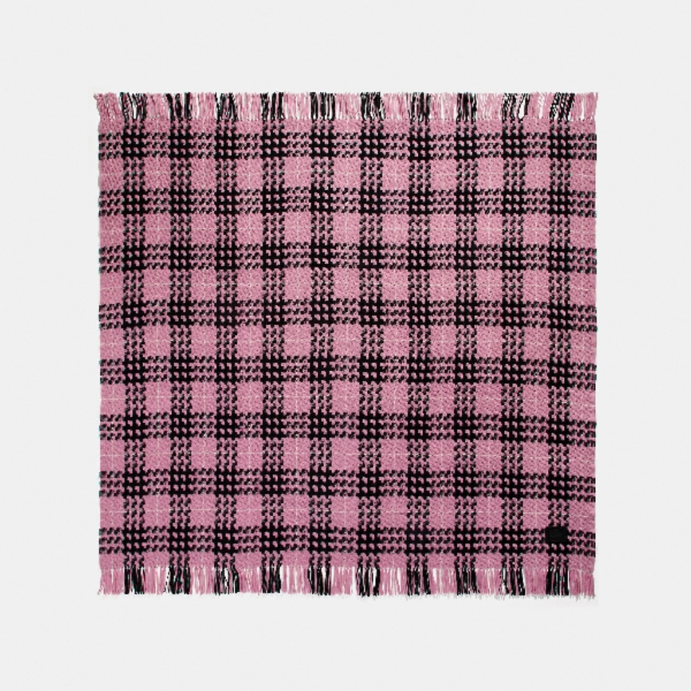 *NWT* Coach Plaid Print Blanket Scarf -Women's Pink/Black Perfect for Autumn - Picture 2 of 4